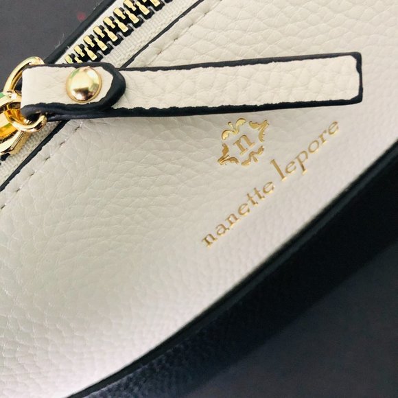 NANETTE LEPORE Crossbody "Risley Dome" Black & Cream Purse NWT - Picture 2 of 6